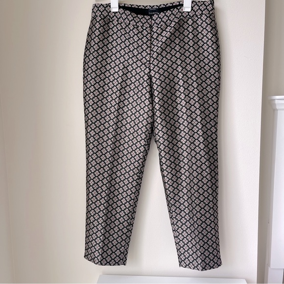 Talbots Pants - Talbots Signature Platinum Gold Floral Print Lined Ankle Dress Pants Size 14